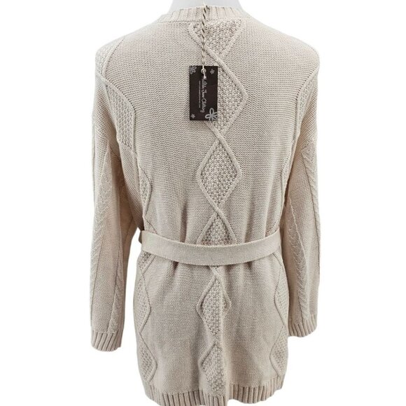 MATILDA Jane Ivory Wouldn’t You Know Belted Cable Knit Cardigan New NWT M - Picture 7 of 8